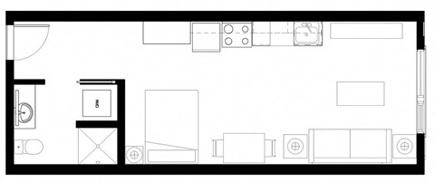 Floor plan for studio, 1 bath, 461 sqft